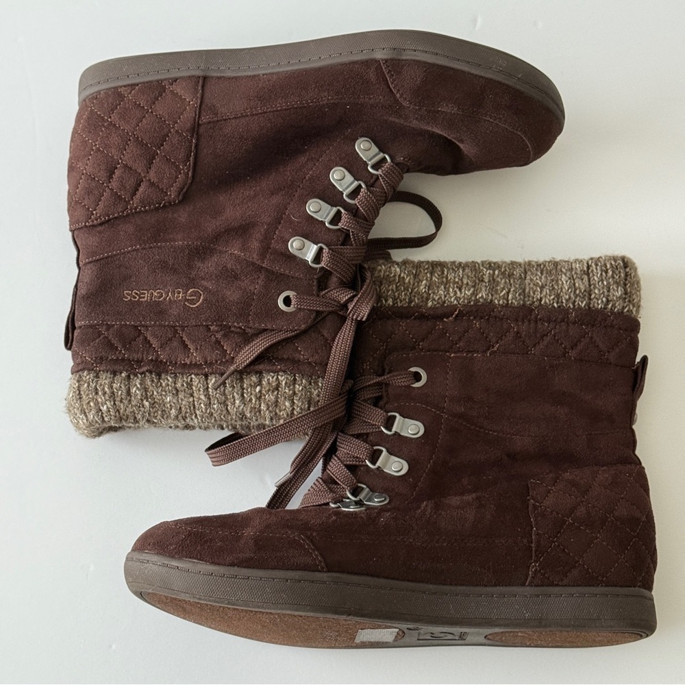 G by GUESS Women's Brown Lace Up Ankle Boots Size 10M - Picture 4 of 12